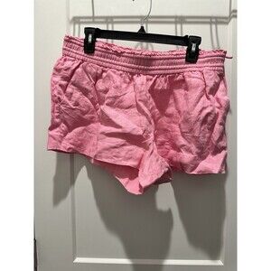 J. Crew Linen Relaxed Fit Mid Rise Shorts Elastic Tie Waist Pockets L Pink